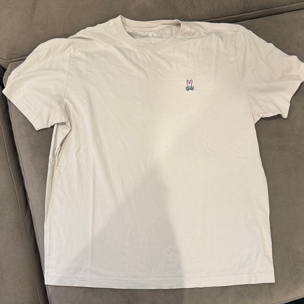 Psycho Bunny Mens Cream/White T-Shirt Size Large